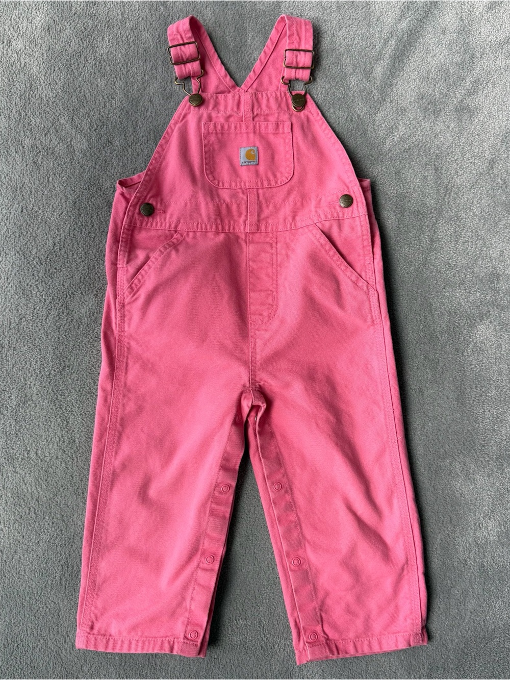 Carhartt Pink Cotton Kids Classic Overalls with Front Pocket